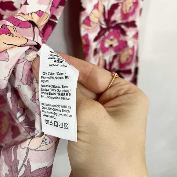 J. Crew Liberty Fabric Pink Floral Smocked Long Sleeve Top Button Back SMALL - Picture 5 of 5